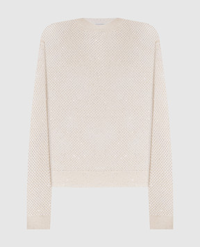 Peserico Білий ажурний джемпер з паєтками A99030F129234R