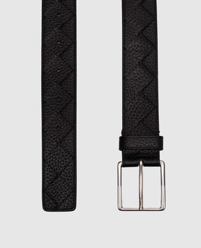 Bottega Veneta Чорні шкіряний ремінь Taurillon 855893V5I51