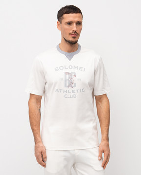 Brunello Cucinelli Белая футболка с брендовым принтом M0B131001G