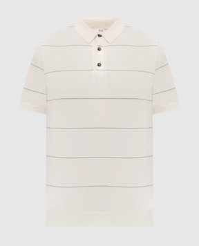 Enrico Mandelli Поло цвета айвори в полоску 3K022A5645