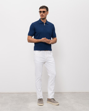 Stefano Ricci Синє поло з шовком K818106P31F26172