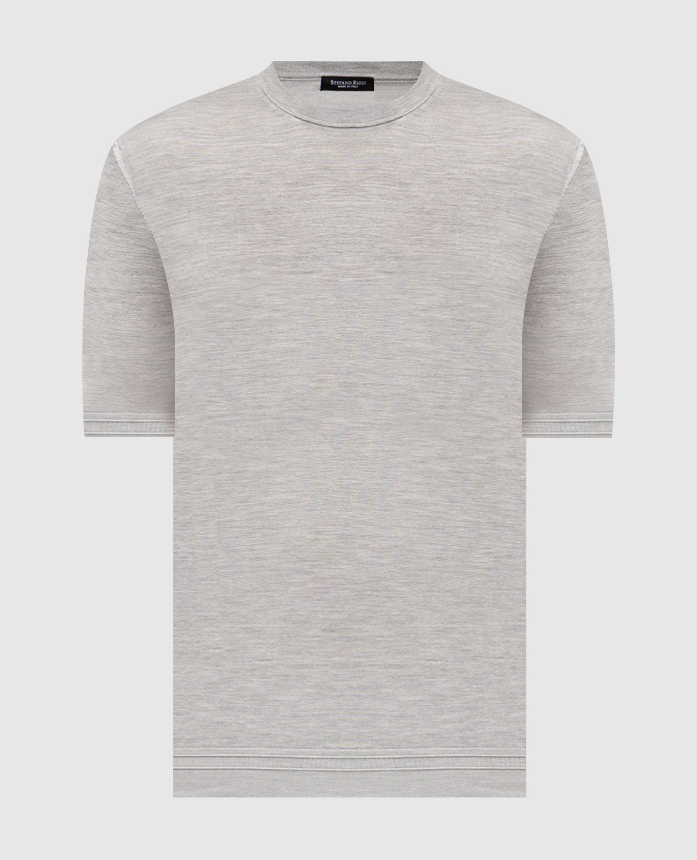 Серая меланжевая футболка из шелка с вышивкой логотипа