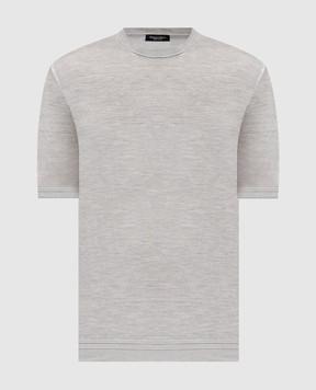 Stefano Ricci Сіра меланжева футболка із шовку з вишивкою логотипа K616215G10F26101