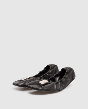 Maison Margiela MM6 Чорні шкіряні балетки з логотипом S59WZ0106P7565