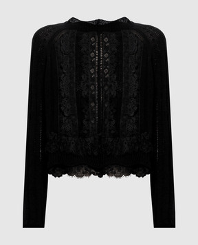 Ermanno Scervino Черный свитер из кашемира с кружевом D495M301APHYI