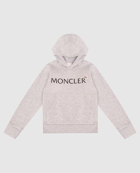 Moncler ENFANT Дитяче сіре утеплене худі з принтом логотипа L29548G00016899PS