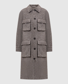 Brunello Cucinelli Коричневое пальто из шерсти и шелка MG5319924