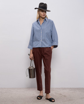 Brunello Cucinelli Синяя рубашка в полоску MH749MX716