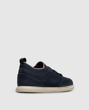 Lanciotti De Verzi Темно-синие кроссовки из нубука SNEAKERS