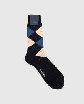 Bresciani Темно-синие носки с геометрическим узором MC014IN0014BR