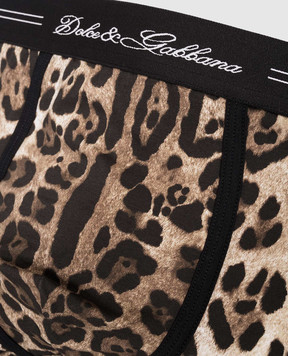 Dolce&Gabbana Коричневі труси-боксери в анімалістичний принт M4C17JONR61