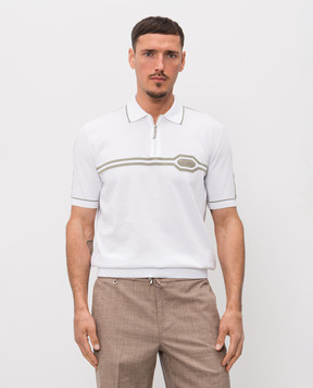 Stefano Ricci Біле поло з шовком з контрастними смужками K818119P31F26285