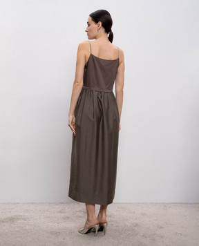 Peserico Коричнева сукня міді з ланцюжком A025101979A