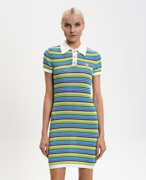 Casablanca Біла сукня-поло в смужку з емблемою WSP26KW136601EXBC