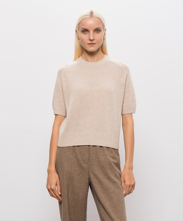 Allude Бежевий светр з короткими рукавами з кашеміру 26511152 зображення 3