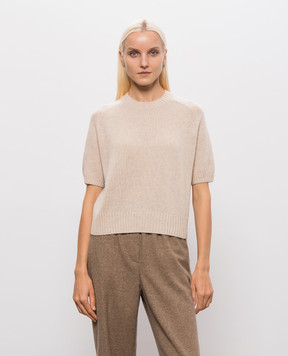 Allude Бежевий светр з короткими рукавами з кашеміру 26511152