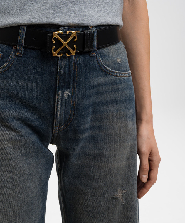 Off-White Чорний шкіряний ремінь Arrow OWRB139C99LEA001 зображення 2