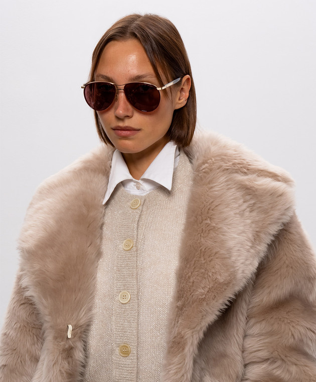 Brunello Cucinelli Бордові сонцезахисні окуляри MOCMULTS50 зображення 2