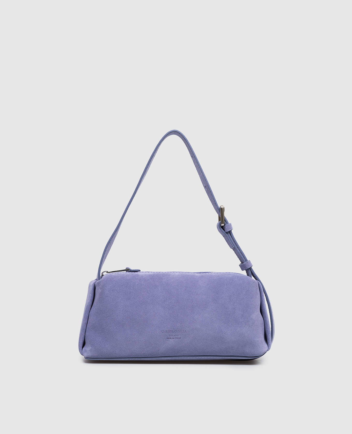 Фиолетовая замшевая сумка с тиснением логотипа