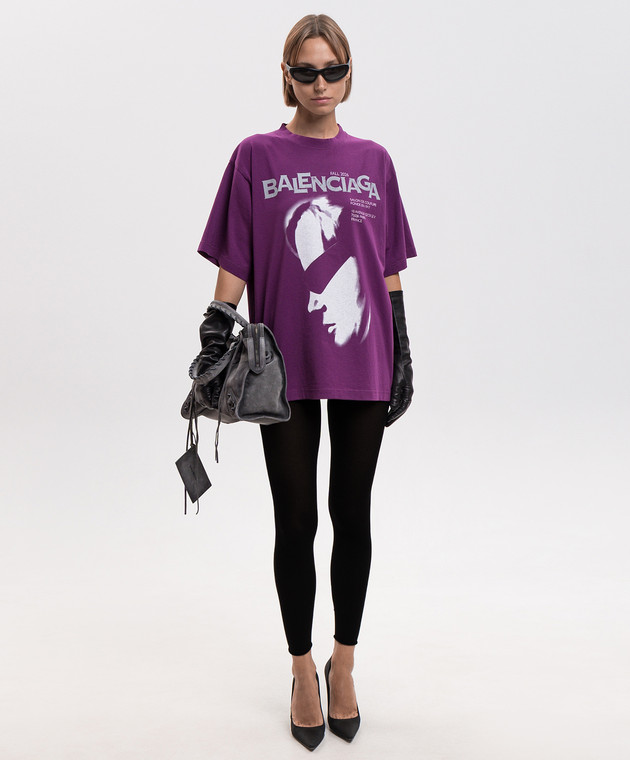 Balenciaga Фиолетовая футболка с принтом логотипа 871733TUVO5 изображение 2