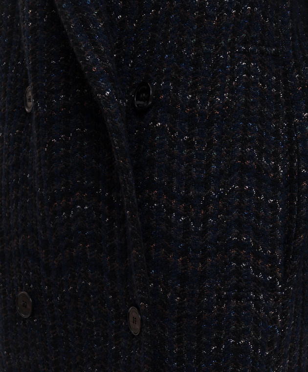 Missoni Голубое двубортное пальто с кашемиром DS26WC09BC006H изображение 5