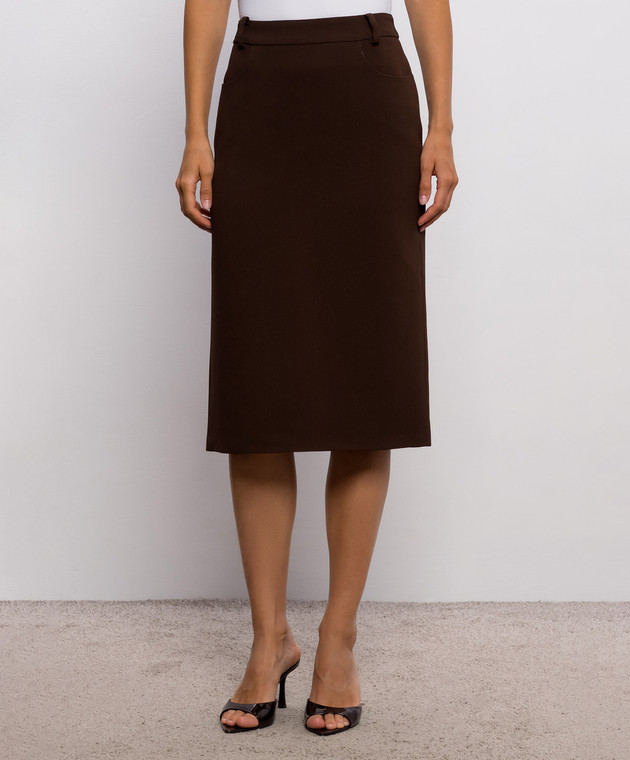 Ermanno Scervino Коричневая юбка-карандаш D492O355ILM изображение 3