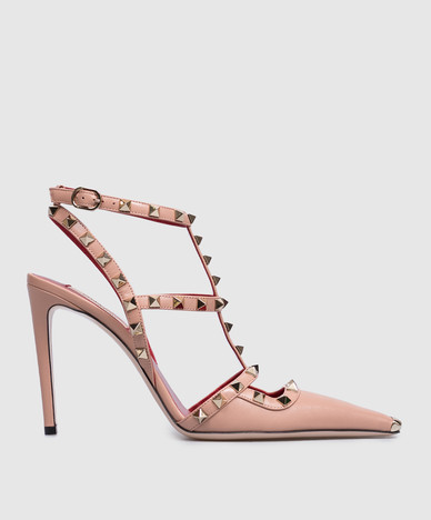 Розовые кожаные босоножки Rockstud