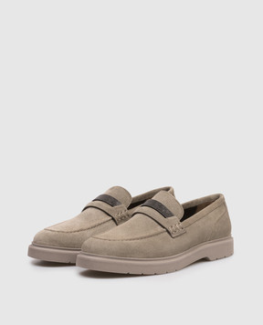 Brunello Cucinelli Замшеві лофери кольору хакі MZSFG2370