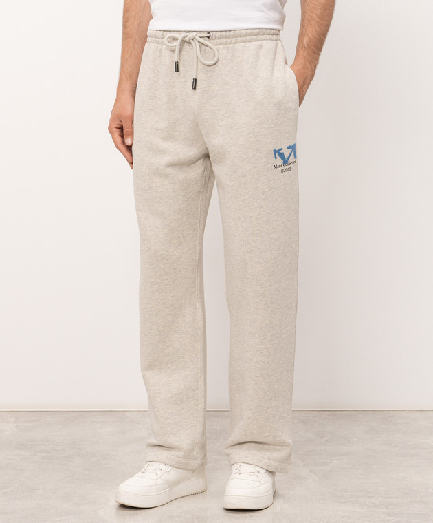 Off-White Серые меланжевые спортивные штаны с принтом логотипа 44MCH05AF26F003 изображение 3