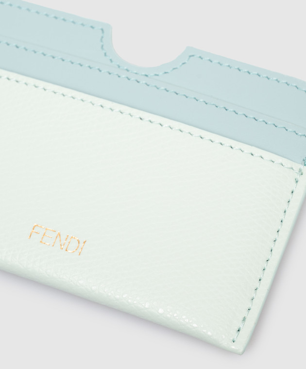 Fendi Зеленый кожаный картхолдер с принтом логотипа 8M0562B141 изображение 3