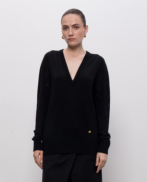 Balmain Черный пуловер из шерсти HF1KB045KJ99