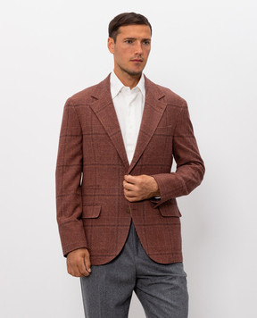 Brunello Cucinelli Коричневый пиджак из шелка, шерсти и кашемира MV4647BTDH