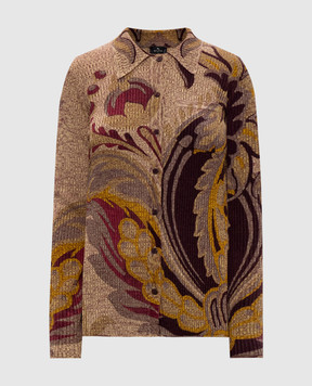 Etro Коричневий кардиган з вовни у візерунок WRKE0339AKC84