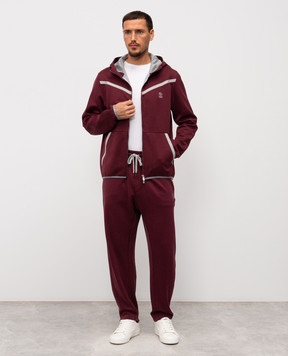 Brunello Cucinelli Бордовые спортивные брюки с принтом эмблемы MM8433102G