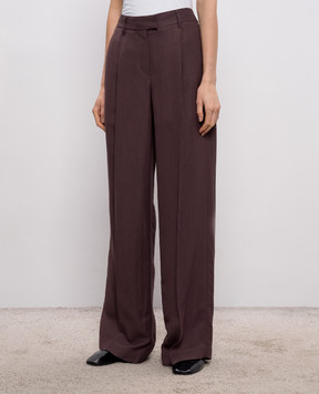 Brunello Cucinelli Коричневые брюки с леном с цепочкой мониль MH126P8884