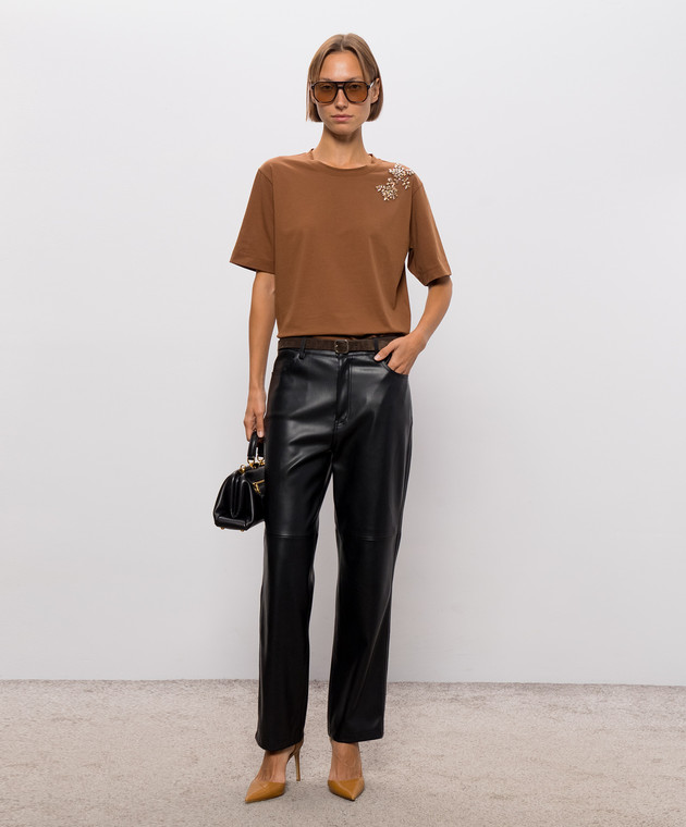 Twinset Коричневая футболка с кристаллами 262AT2220 изображение 2