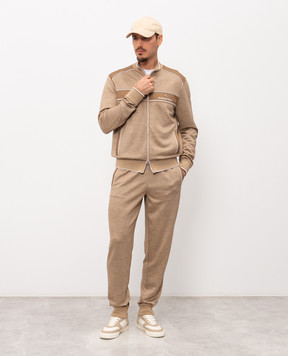 Stefano Ricci Коричневый спортивный костюм из шелка и льна K919052R31T26103P3P