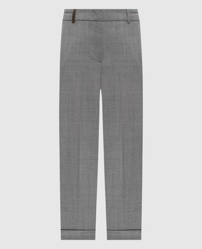 Peserico Сірі штани з вовною з ланцюжком моніль P0478602660