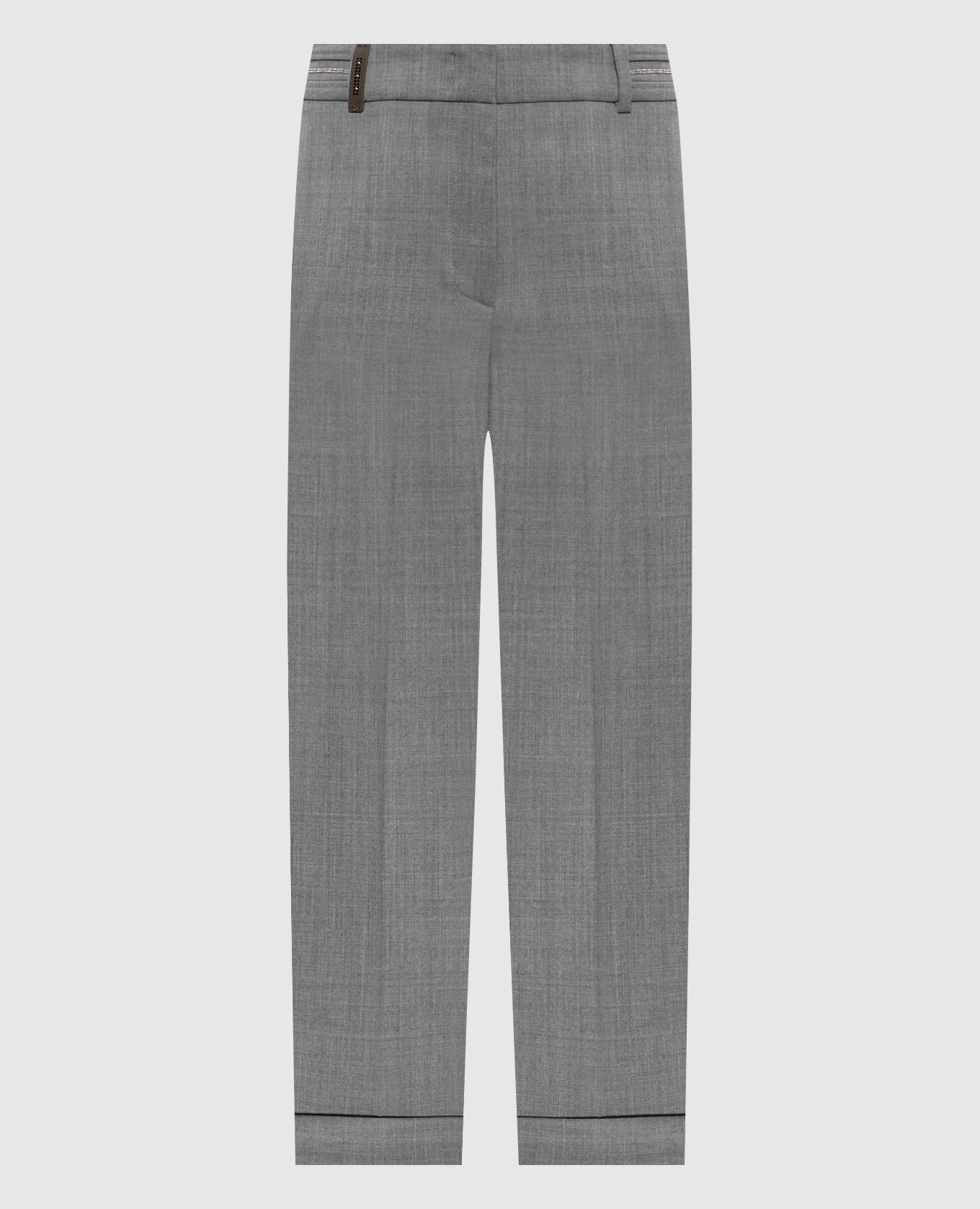 Серые брюки с шерстью с цепочкой мониль