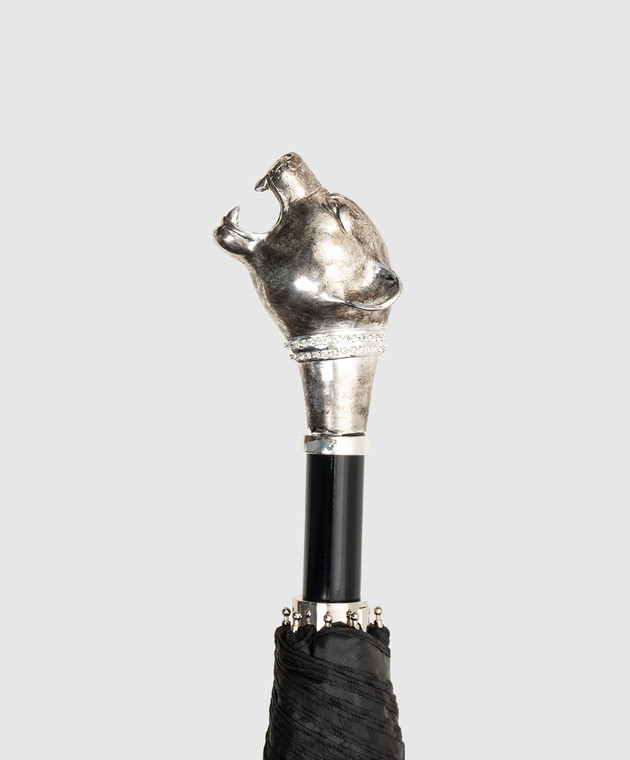 Pasotti Черный складной зонтик Panther с кристаллами Swarovski OMITUO64SRASO62771K1 изображение 3