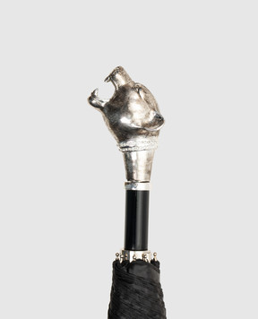 Pasotti Черный складной зонтик Panther с кристаллами Swarovski OMITUO64SRASO62771K1