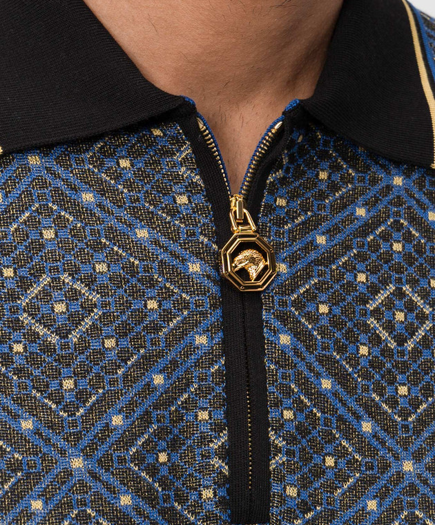 Stefano Ricci Черное поло с шелком в узоре K616461P31F26223 изображение 5