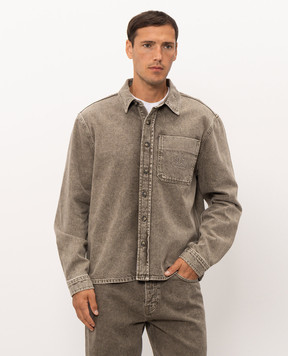Trussardi Джинсовая рубашка хаки с вышивкой логотипа 54038200031NMS190D80