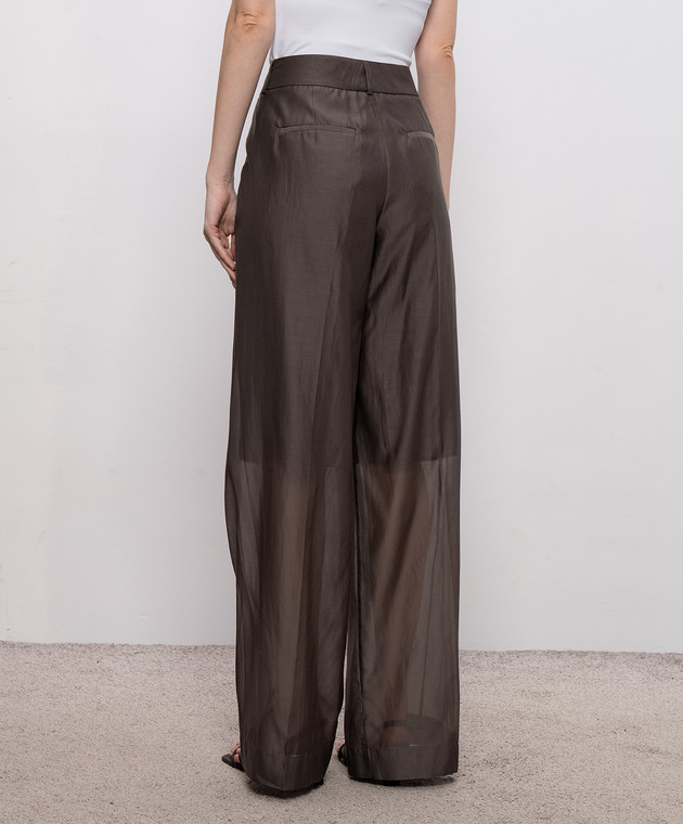 Peserico Коричневые брюки с шелком с брендовым патчем A04092D08372 изображение 4