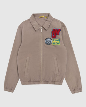 Off-White Дитяча коричнева куртка з нашивкою логотипа 44BEA024S26F001