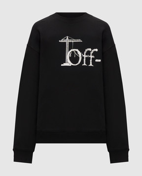 Off-White Черный свитшот с контрастным принтом логотипа 44MBA054F26F006