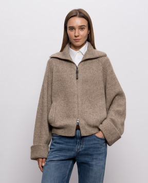 Brunello Cucinelli Коричневый кардиган с кашемиром с люрексом MTX755606P
