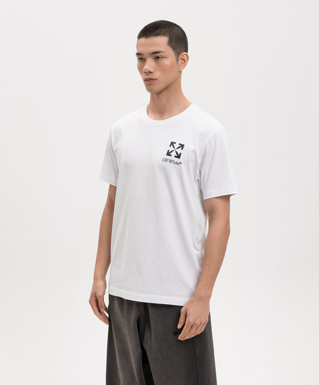 Off-White Біла футболка з принтом логотипа та емблеми 44MAA027S26J00B зображення 3