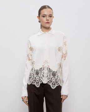 Ermanno Scervino Білий кардиган з вовною мериноса з мереживом D475K301APTQN