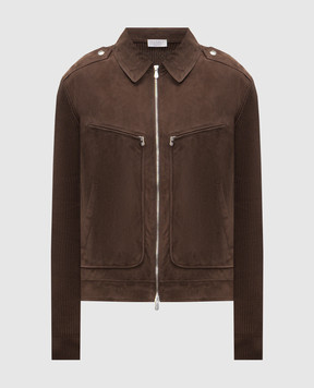 Brunello Cucinelli Коричневая комбинированная куртка MPCLF2077